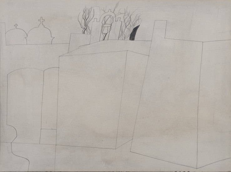 Ben Nicholson  Paros, Londini  1961  Pencil and wash on paper  36.5 x 49 cm