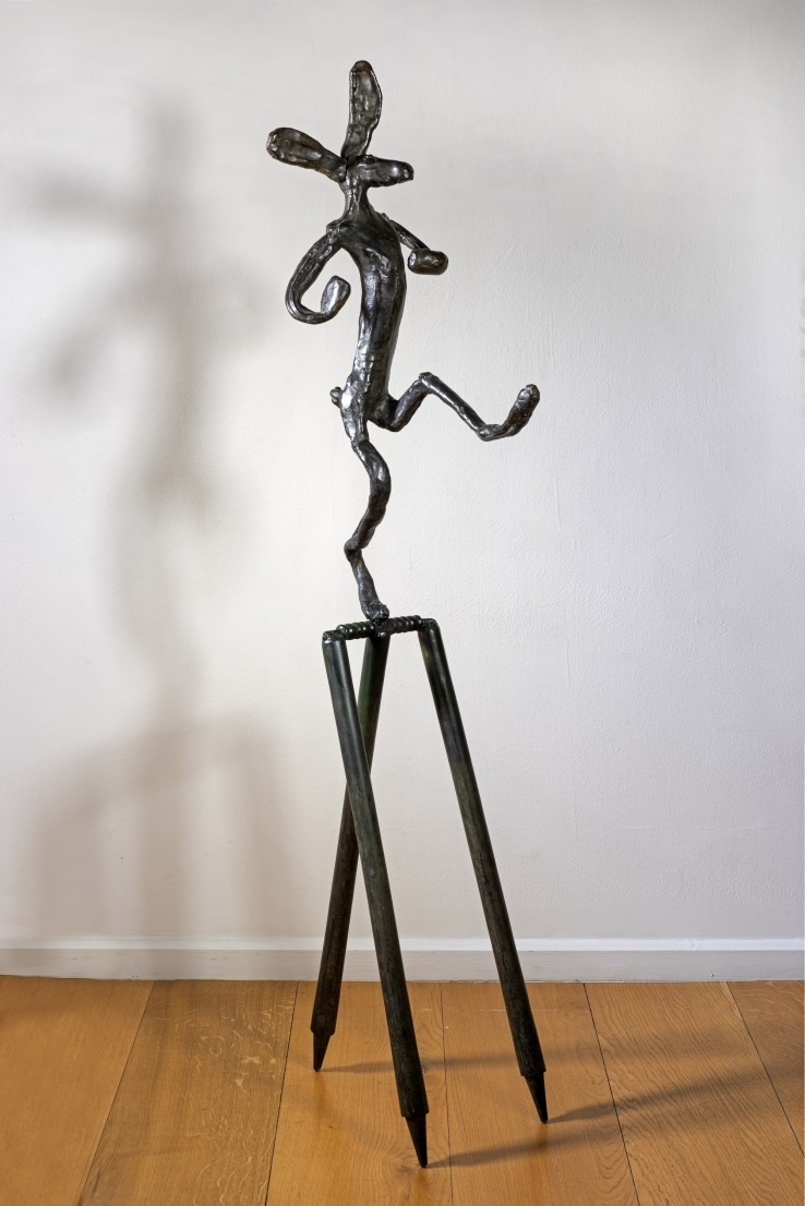 Barry Flanagan,  Hare on a Cricket Stump, 1981,  Bronze, 156.2 x 39.4 x 53.3 cm