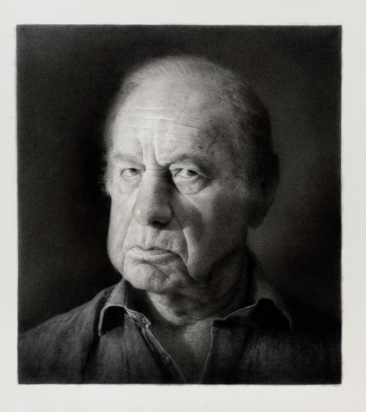 Paul Emsley  Geoffrey Palmer, 2017  Black chalk on paper  79 x 71 cm