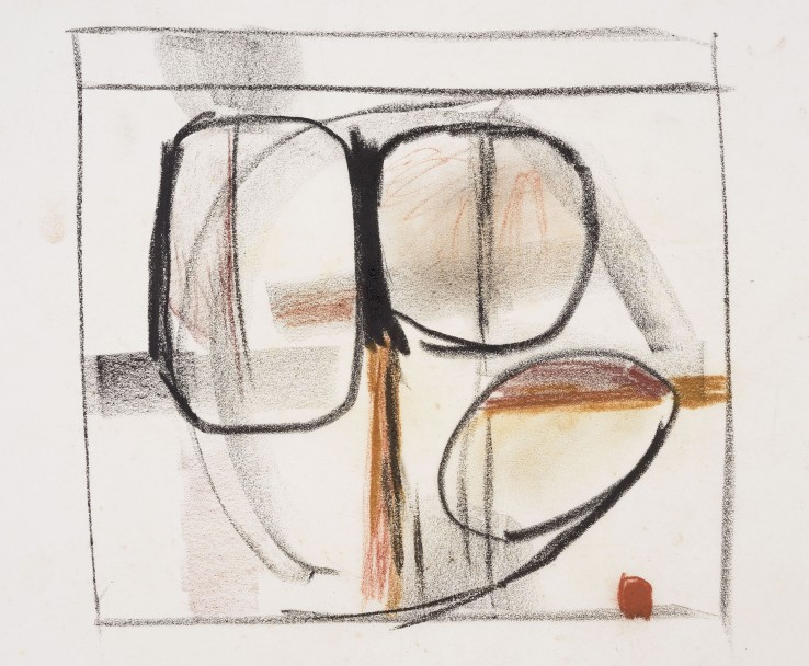 Paul Feiler  Connecting Forms, 1963  Conté on paper  19 x 20 cm