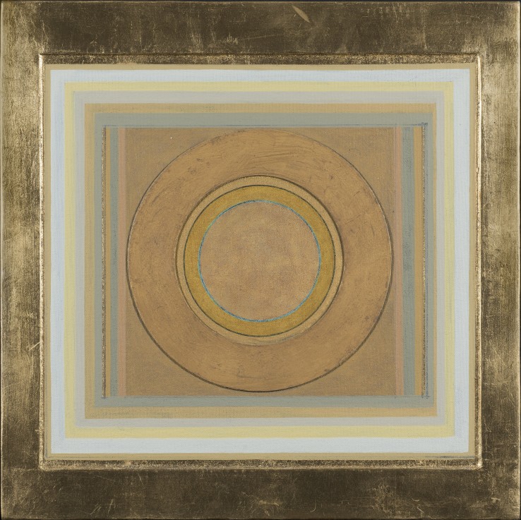 Janicon LXXIX  2004  Oil, gold leaf, gessoed board and gesso on canvas laid on wood  51 x 51 cm