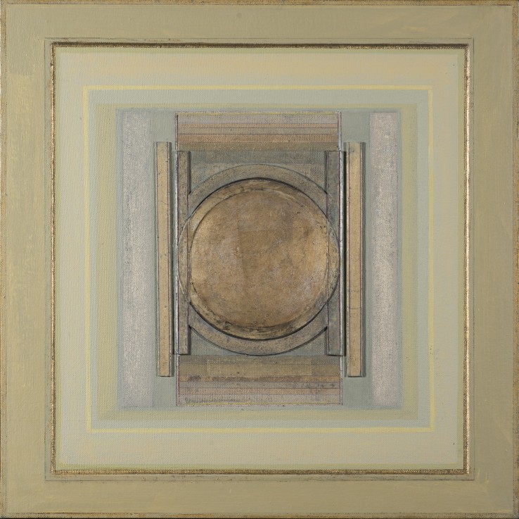 Zenicon XXVII  2007  Oil, silver and gold leaf and gesso on canvas laid on wood  46 x 46 cm
