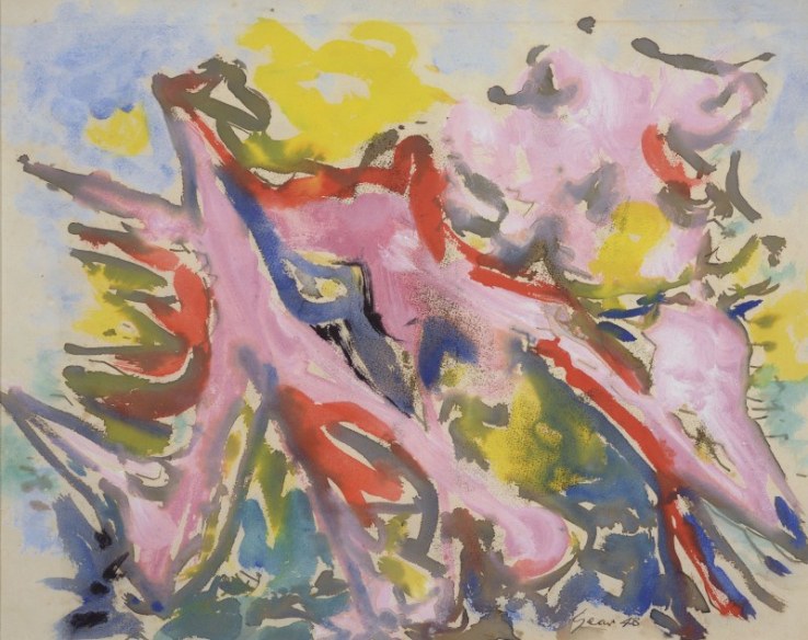 Landscape by William Gear, shown at his joint-exhibition with Jackson Pollock in 1949
