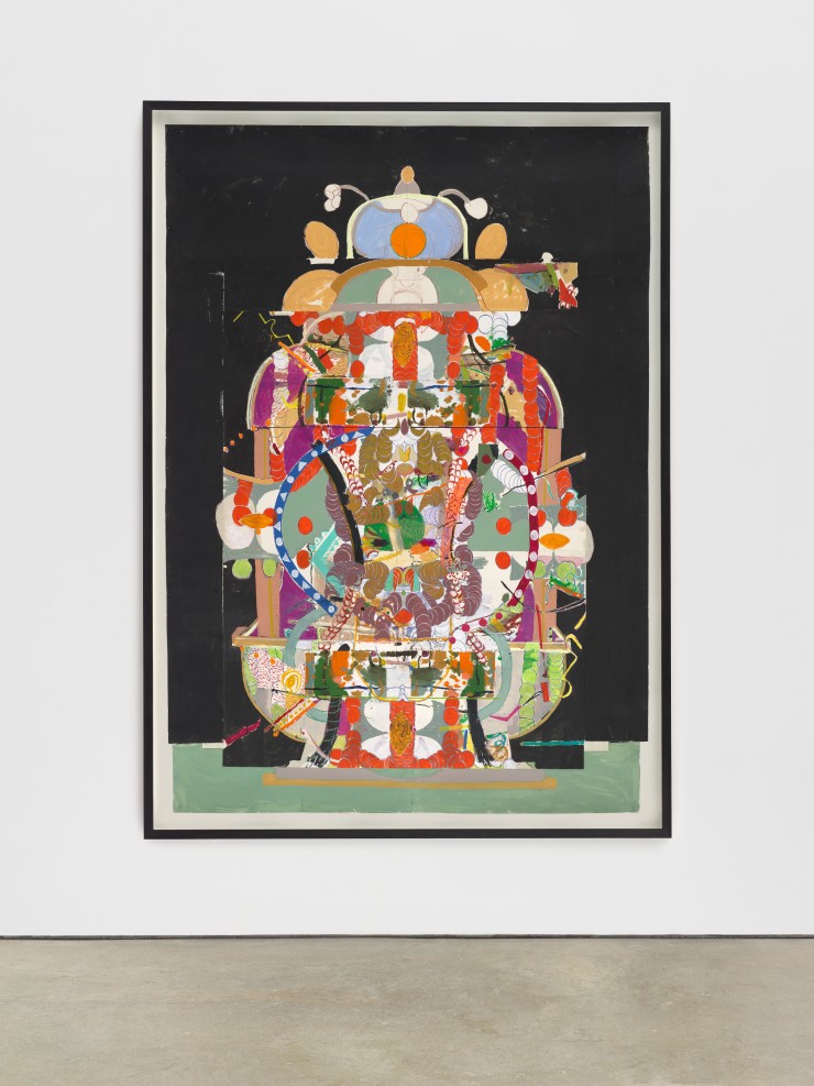 TAVOLETTO, 2013 acrylic and oil stick on collaged paper 215 × 150 cm (84¾ × 59 in)