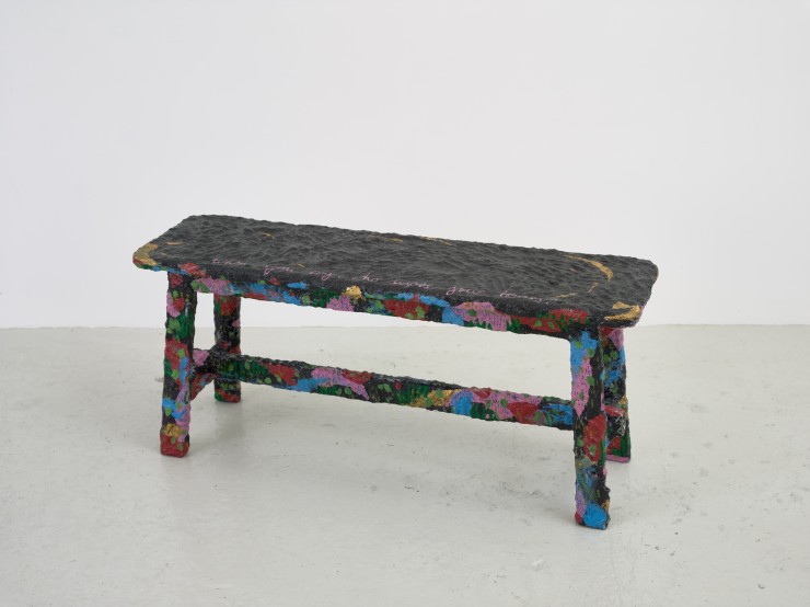 Michaela Yearwood-Dan Untitled, 2022 acrylic and paper clay on furniture 46 × 103 × 30 cm (18 ⅛ × 40 ½ × 11 ¾ in)