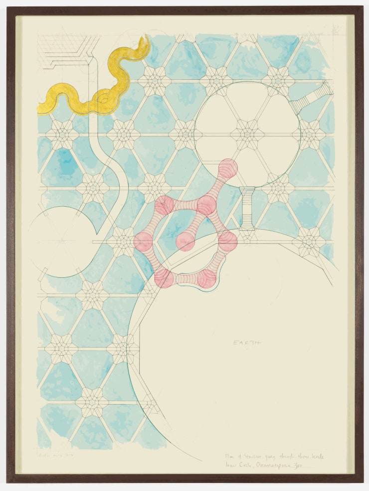 Charles Avery, Untitled (Plan of Staircase going through three levels, Inner Circle, Onomatopeia Zoo), 2017