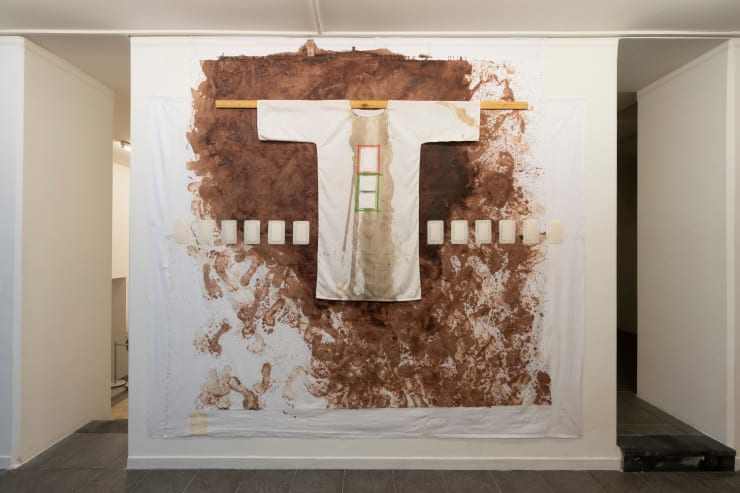 Hermann Nitsch, Allestimento Biennale, 2022-2024 Bayreuth Walkure e Relitti, 158.aktion, 2020, 270x250cm, mixed media on canvas Museo H. Nitsch, Napoli. Courtesy Fondazione Morra