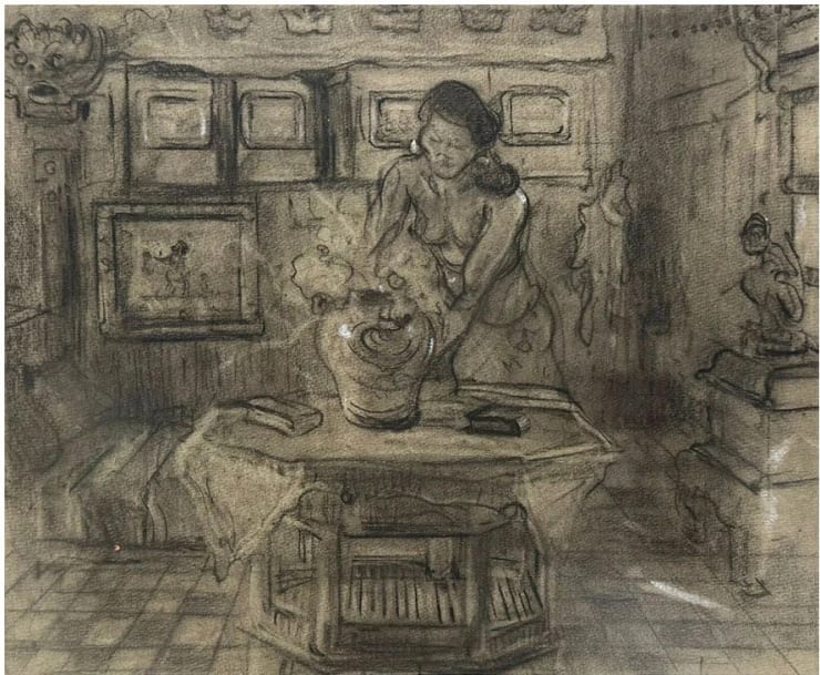 Adrien-Jean Le Mayeur de Merpes, Woman Arranging Flowers