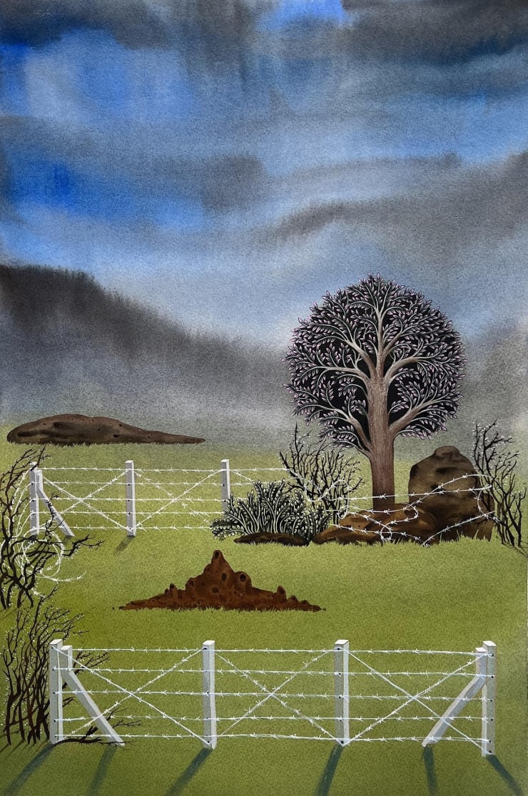 Pavan Kanitkar Plot for scale Watercolor and Gouache on paper 16 x 22 in