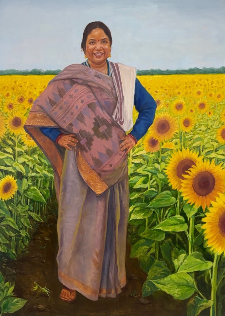 Saviya Lopes फुलांचा गुच्छा / A Bouquet of flowers (Phoolan Devi), 2025 Oil on linen canvas 30 x 42 in 76.2 x 106.7 cm