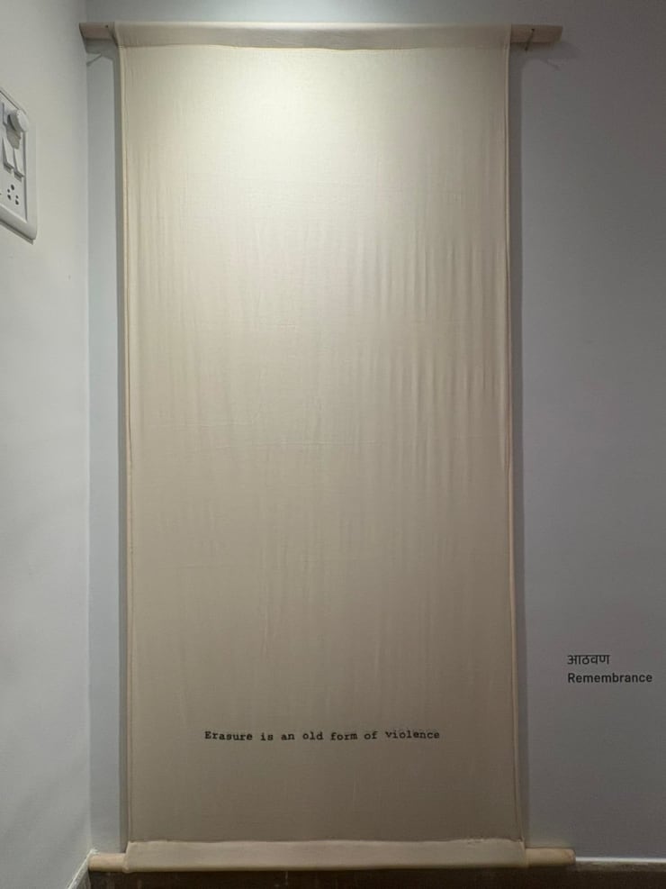 Saviya Lopes आठवण / Remembrance 2025, 2025 Archival pigment ink on cotton Muslin 36 x 72 in 91.4 x 182.9 cm