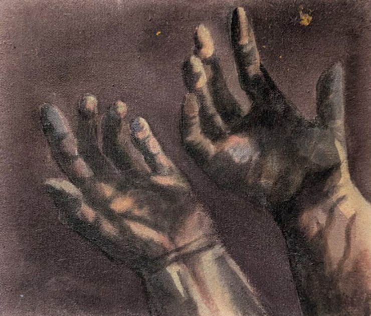 Khushbu Baria Remorse (2 Canvas Series) , 2025 Acrylic on Canvas 10.5 x 11 in