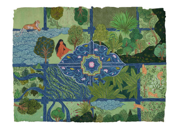 Sukanya Ayde Facets of the Mind Gouache on Wasli Paper 33 x 25 in