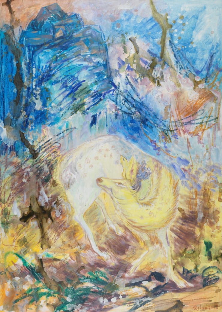 漆澜 Qi Lan, 青崖白鹿 | 布面丙烯, 150×108cm