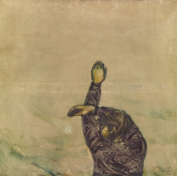 Omar Hamdi Crying Against White Extent, 1974 Oil on Canvas 100 x 100 cm