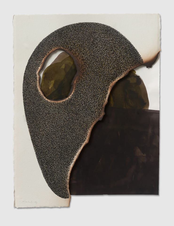 Ali Kaaf Rift 3, 2017 Ink and burning on handmade cotton paper, 600 gm 78 x 57 cm