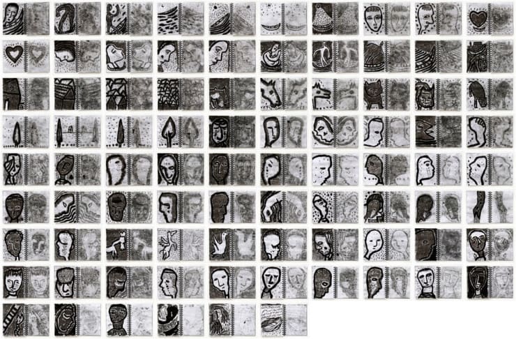 Ali's Boat Diary 2, 2014 Prints of artist diary, Indian Ink and Charcoal on Notebook Paper Edition of 5 21 x 29 cm each - 86 pieces