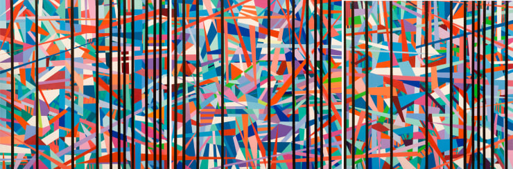Trial No. 42 - Damascene Lines, 2011 Acrylic on Canvas 155 x 465 cm