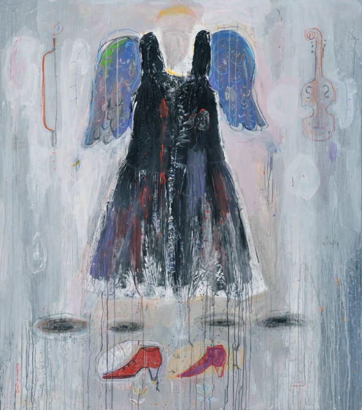 A Woman Plays on Flowers, 2009 Mixed Media on Canvas 170 x 150 cm