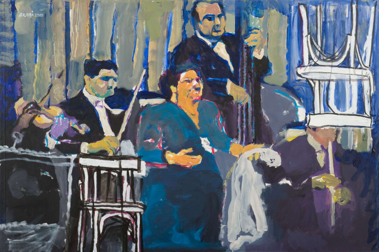 Chair of the Absent (Al-Qasabji) and Chair of the Present (Al-Sett), 2010 Acrylic on Canvas 130 x 195 cm