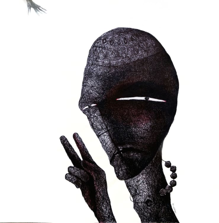 Nihad al-Turk The Vanquished, 2015 Ink on paper 100 x 100 cm