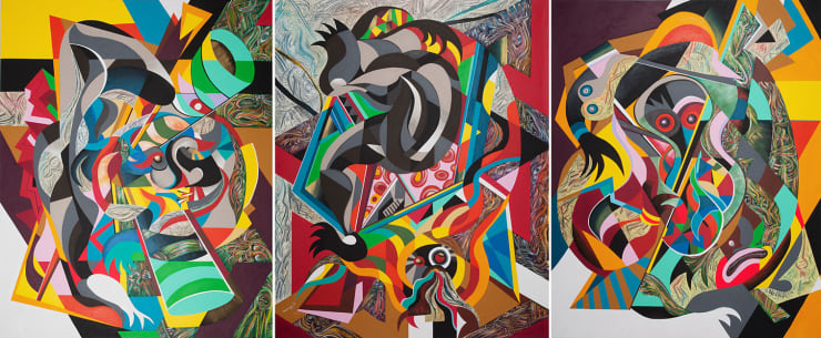 THRILL ME!, 2012 Acrylic on Canvas 260 x 600 cm (Triptych)