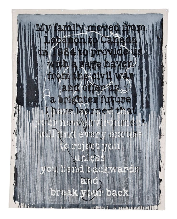 Migration Stories #14, 2016 Mixed media on canvas 148 x 115 cm