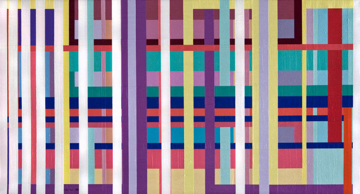 Trial No. 131 - The Fibonacci Numerical Sequence, 2016 Acrylic on canvas 100 x 188 cm