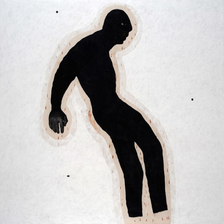 Sadik Kwaish Alfraji Cocoon 2, 2013 Indian Ink, Charcoal On Rice, Chinese, Printed Paper & Oil On Canvas 180 x 180 cm