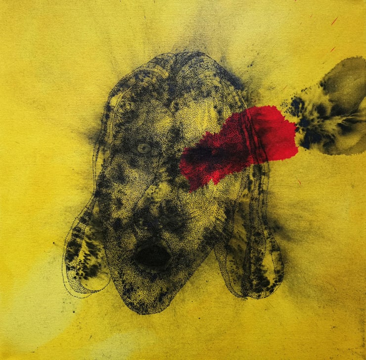 PSF-P5, 2023 Charcoal, Ink and Oil on Canvas 50.5 x 50.5 cm