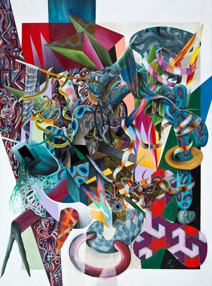 Athier Mousawi Machine Hearts 6, 2015 Acrylic on canvas 220 x 162 cm