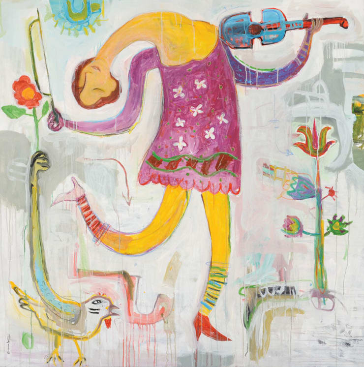 Lolita and the Red Rose, 2009 Mixed Media on Canvas 150 x 150 cm