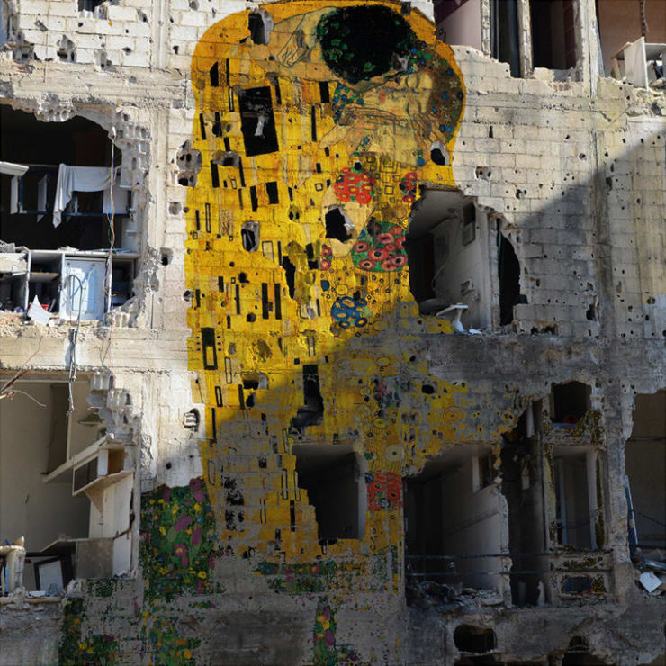 Tammam Azzam Syrian Museum - Gustav Klimt's The Kiss (Freedom Graffiti), 2013 Archival Print On Cotton Paper 112 x 112 cm Edition of 25 + 5 AP