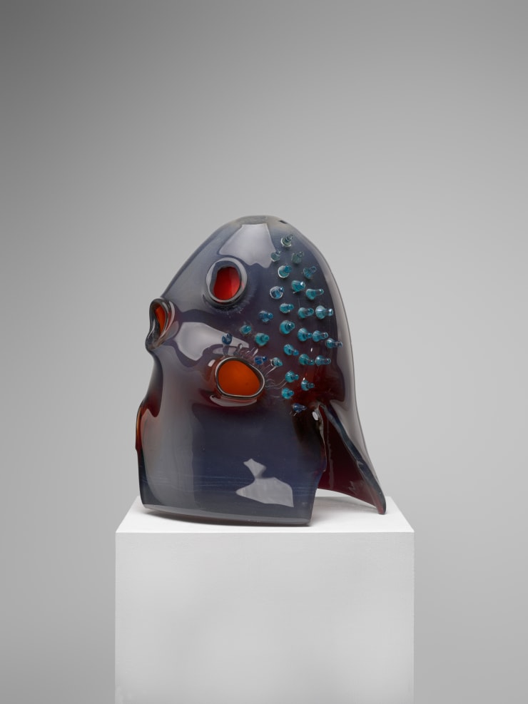 Helmet cn خُوذةَ, 2025 Blown glass sculpture 29 x 33 x 41 cm