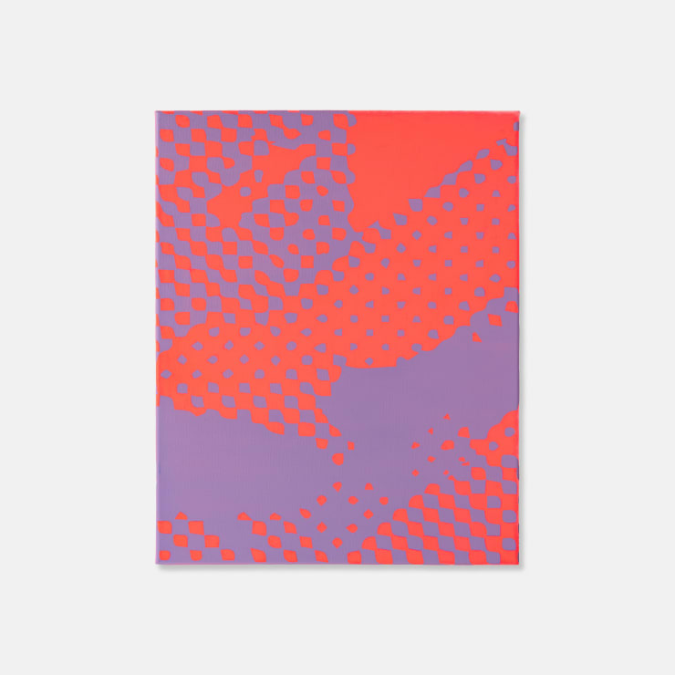 Kris Andrew Small Bitmap (Red & Mauve), 2023 2023 Aerosol on Canvas 51 × 41 × 3 cm