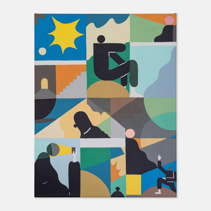 Michael Fikaris 1973 ~ PresentEchosystem (1 of 8) - Infrastructural Uncanny, 2024 Signed, Titled and Dated on Reverse of Canvas Acrylic & gouache on Belgium linen 115 × 85 × 3 cm