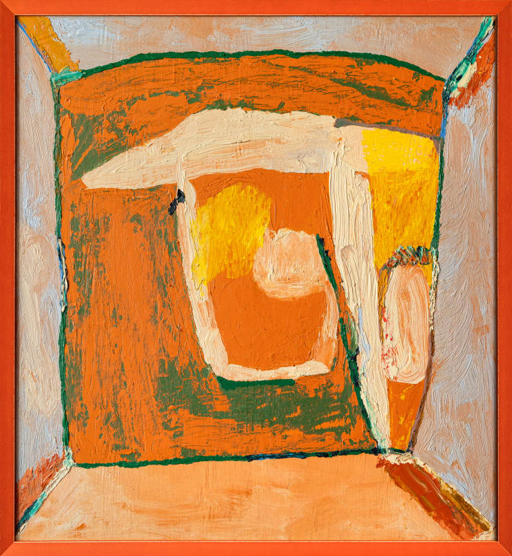 Pia Gynell-Jorgensen Girl With Beret, 2023 Oil on board in painted timber frame 52.5 × 48.5 × 2.3 cm (framed)