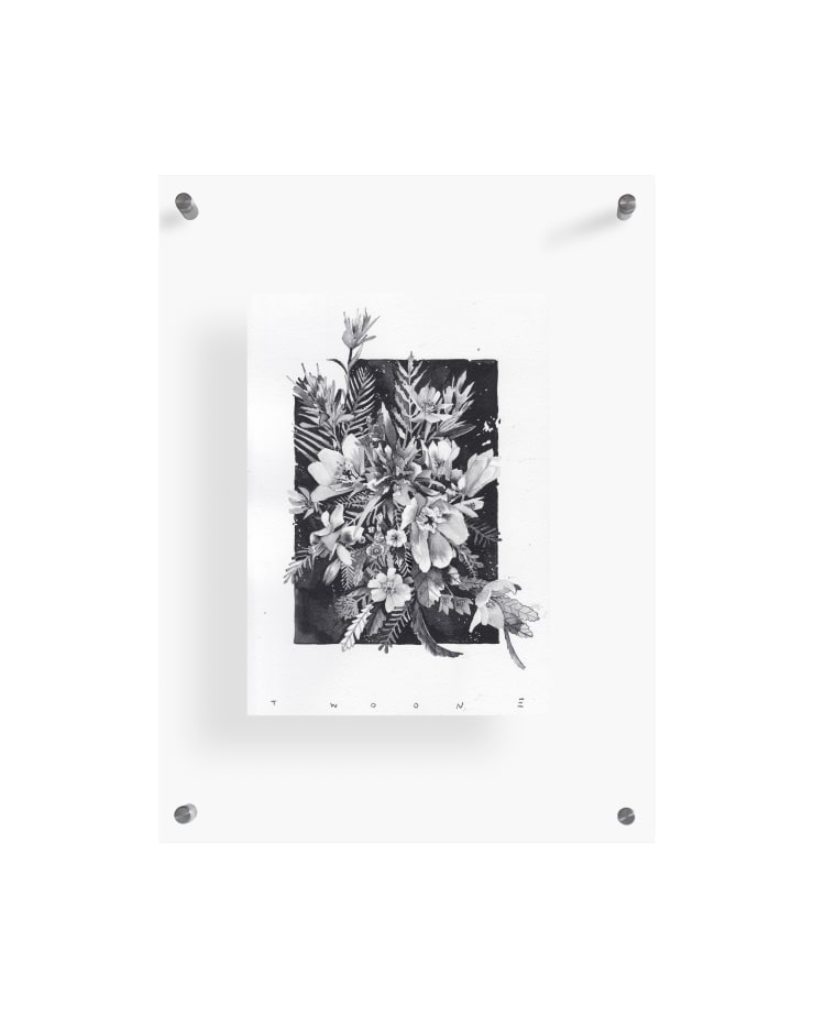 Hiroyasu Tsuri 1984 ~ PresentWild Flora of Jasper on High Mountain, 2025 Signed, titled and dated on reverse Sumi ink on 300gsm archive paper in perspex frame 29.7 × 21 cm (unframed) 46 × 35 × 3 cm (framed)