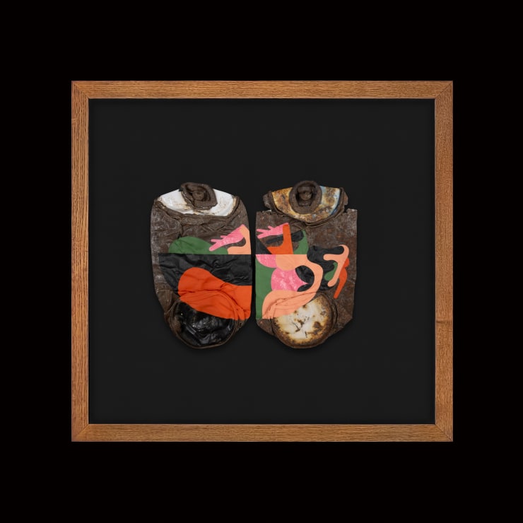 James Reka Dead Beetle, 2022 Certificate of Authenticity Acrylic on re-claimed aerosol can Float mounted in natural timber box frame with anti-reflective museum glass 39 × 41 × 4 cm (framed)