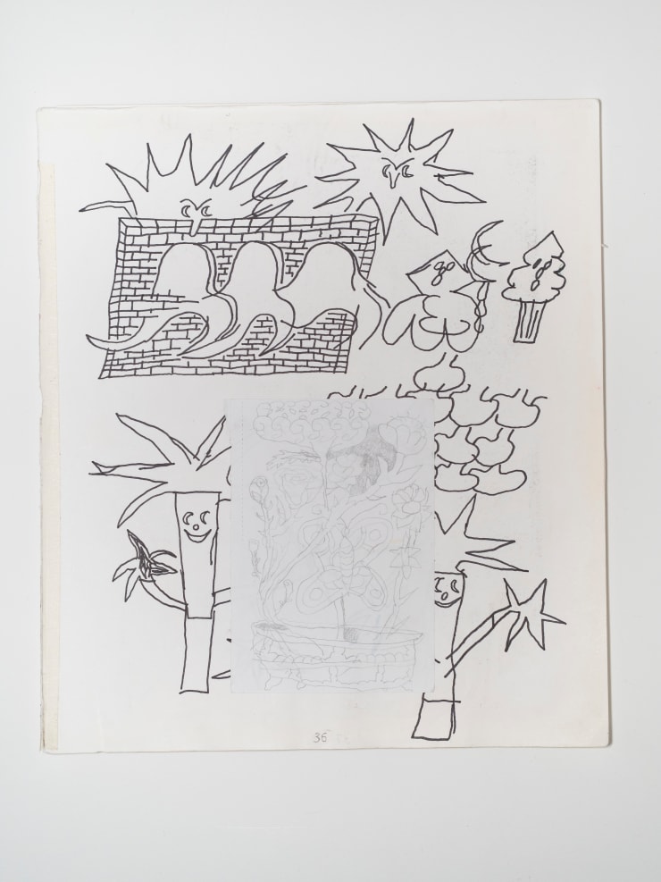 James Cooper Sketchbook Pages 36 ~ 37, 2023 Collage; ink and pencil on sketch book paper (double-sided) 28 x 32.5 cm