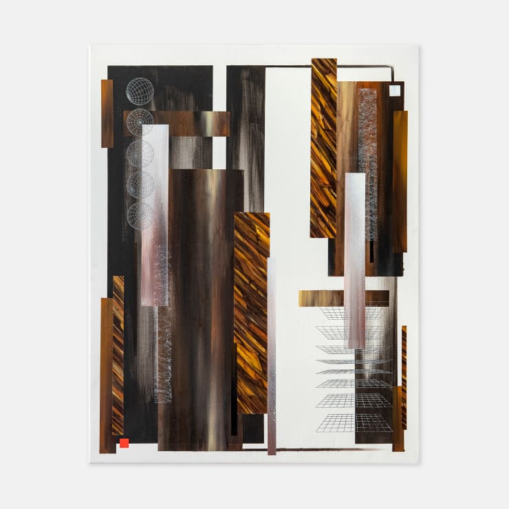 Benjamin Knock 1990 ~ PresentIron Diluvium (-19.525419, 169.434005), 2024 Signed on Reverse Oil, acrylic, atomised pigments & plastisol on canvas 75 × 59.5 × 2 cm