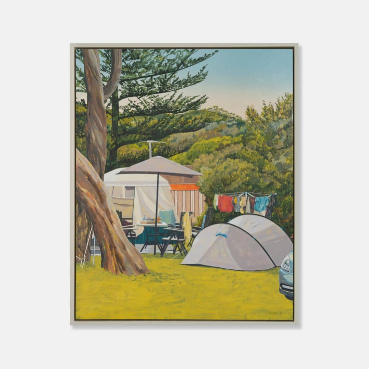 Robert Bowers Monday’s Wash Up, 2023 Singed and dated on reverse Acrylic on birch ply panel 49.5 × 40 × 3 cm (unframed) 52 × 42 × 6 cm (framed)