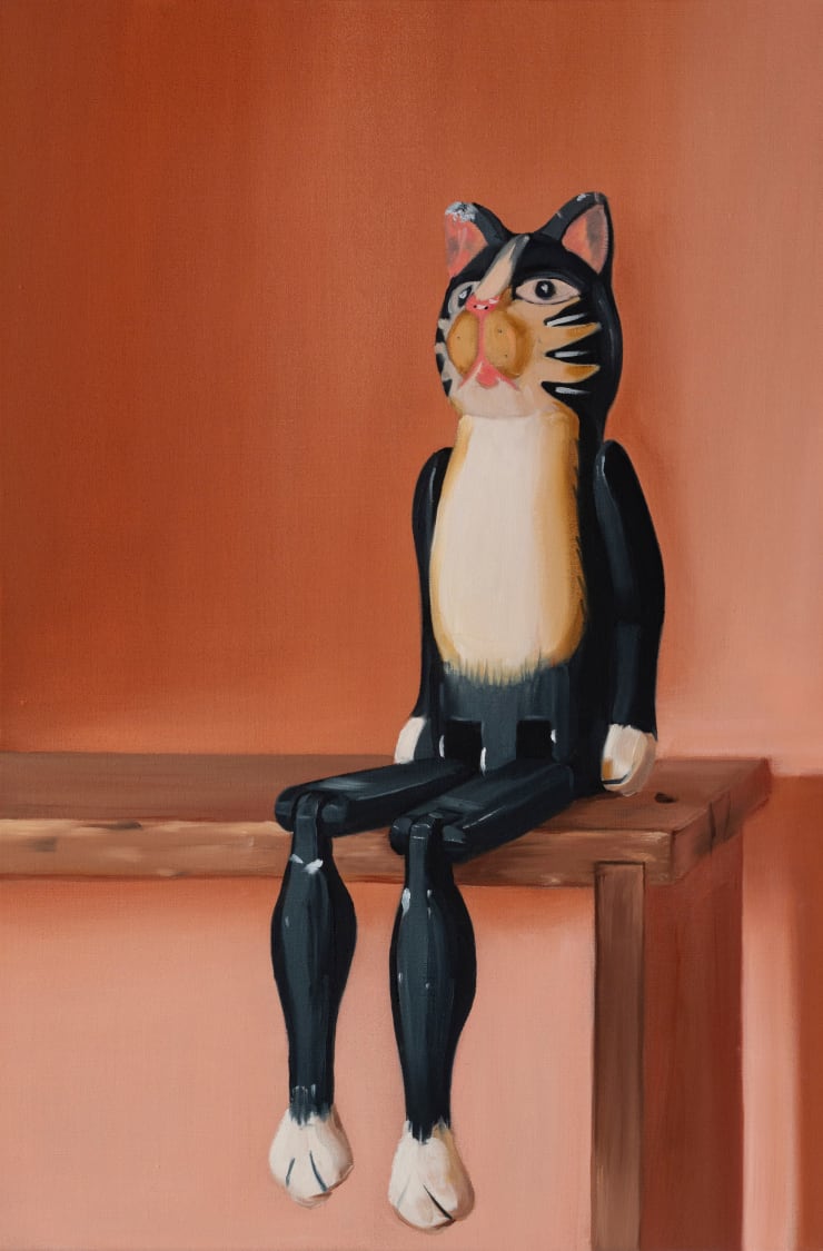Heath Nock Marionette Tuxedo Cat, 2023 Oil on Linen 75 × 50 × 3.5 cm
