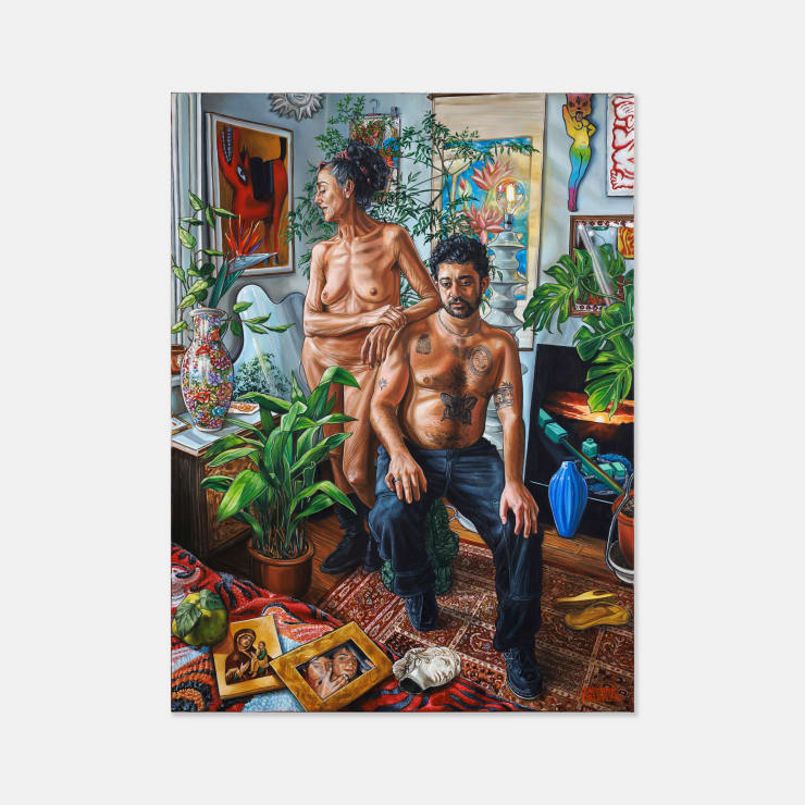 Jasmine Crisp Mother and Child (A Portrait of Hari & Olympia), 2024 Oil on Canvas 122 × 91 × 3 cm (unframed) 126 × 95 × 4 cm (framed)