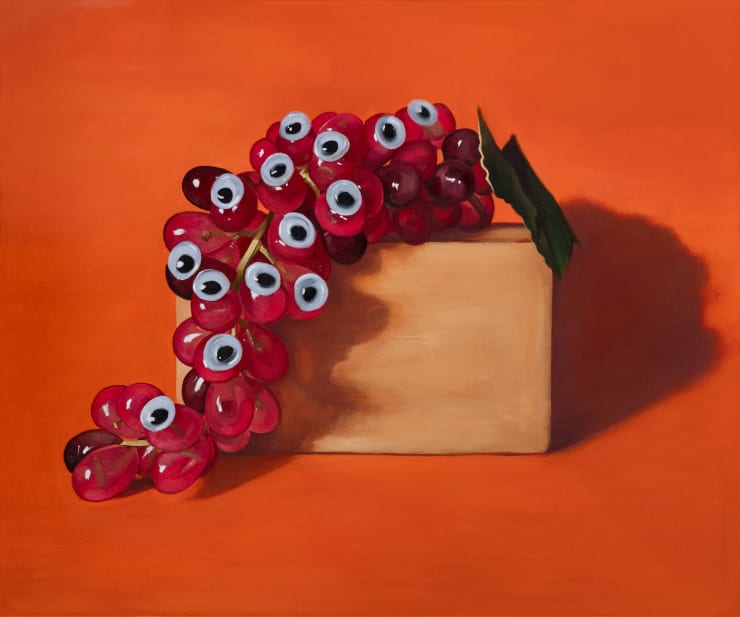 Heath Nock Grapes with Eyes, 2023 Oil on Linen 100 × 120 × 3.5 cm