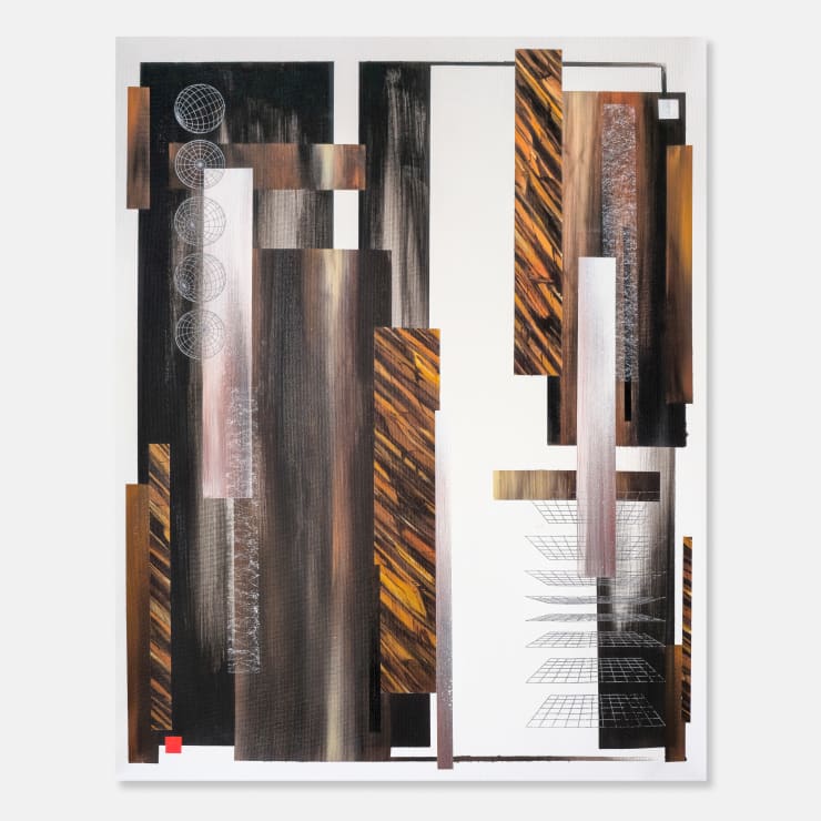 Benjamin Knock Sedimentary Unrest, 2024 Acrylic, atomised pigments & plastisol on canvas 75 × 61 × 3 cm