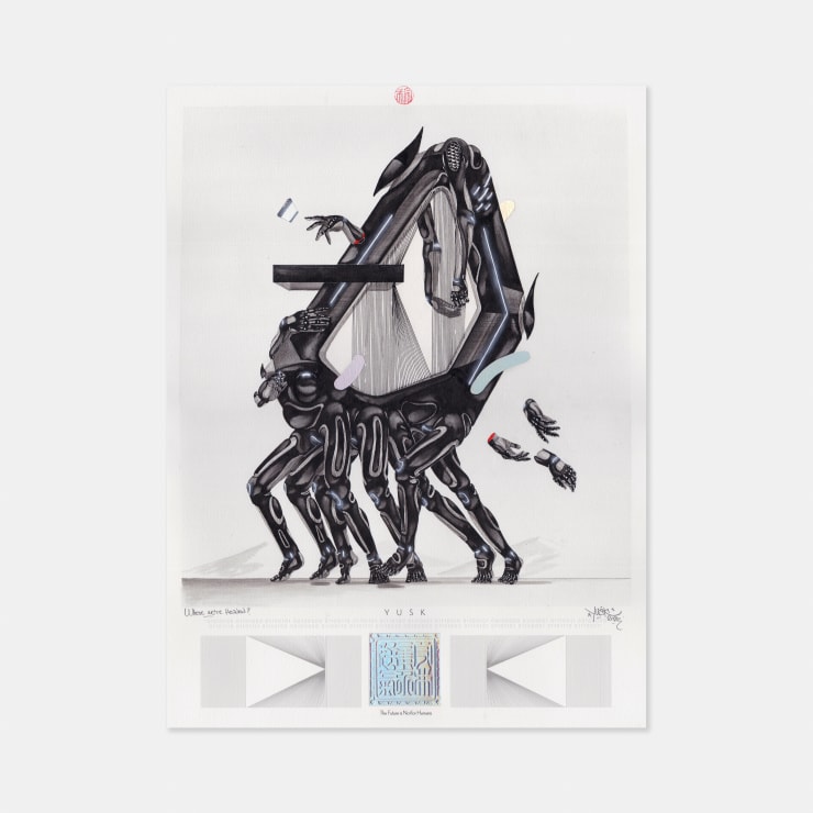 Yusk Imai 1983 ~ PresentWhere We’re Headed, 2023 Signed, titled and dated on front with holographic artist seal Ink, acrylic & unicorn juice on cotton paper 40 × 30 cm (unframed)