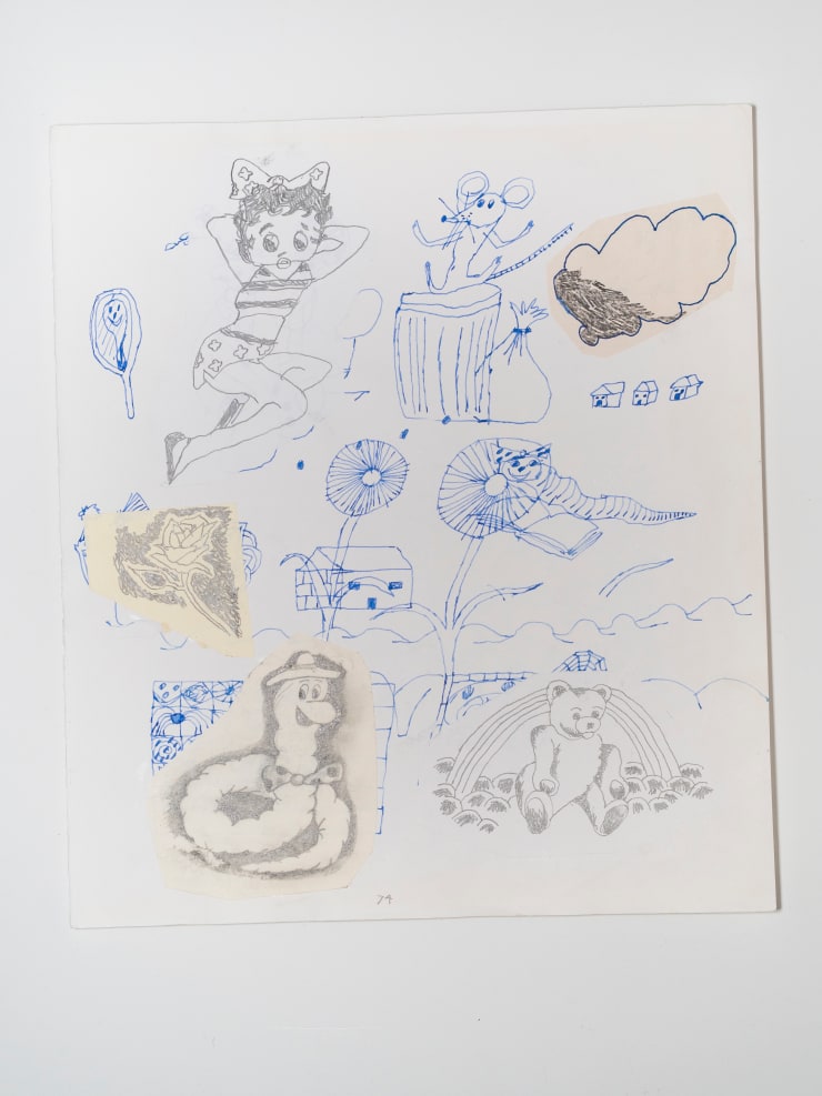 James Cooper Sketchbook Pages 74 ~ 75, 2023 Collage; ink and pencil on sketch book paper (double-sided) 28 x 32.5 cm