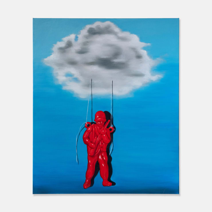 Heath Nock Red Soldier and Cloud, 2023 Oil on Linen 120 × 100 × 3.5 cm