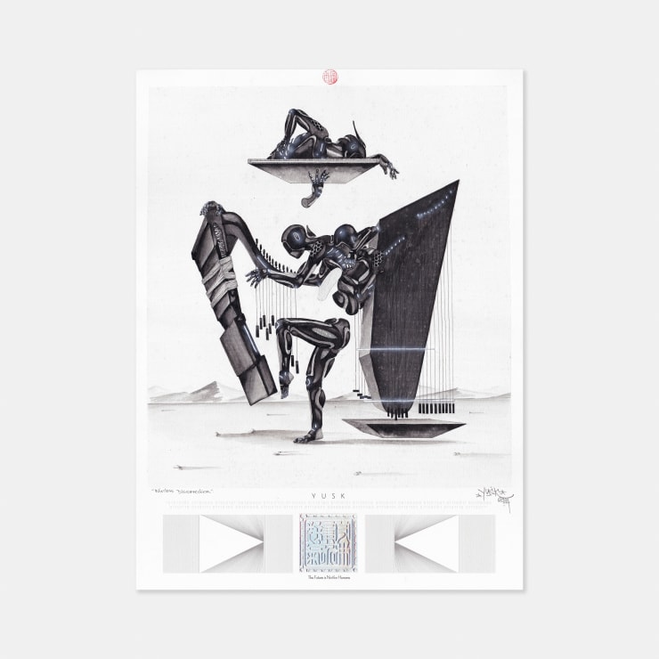 Yusk Imai 1983 ~ PresentWireless Disconnection, 2024 Signed, titled and dated on front with holographic artist seal Ink, acrylic & unicorn juice on cotton paper 40 × 30 cm (unframed)